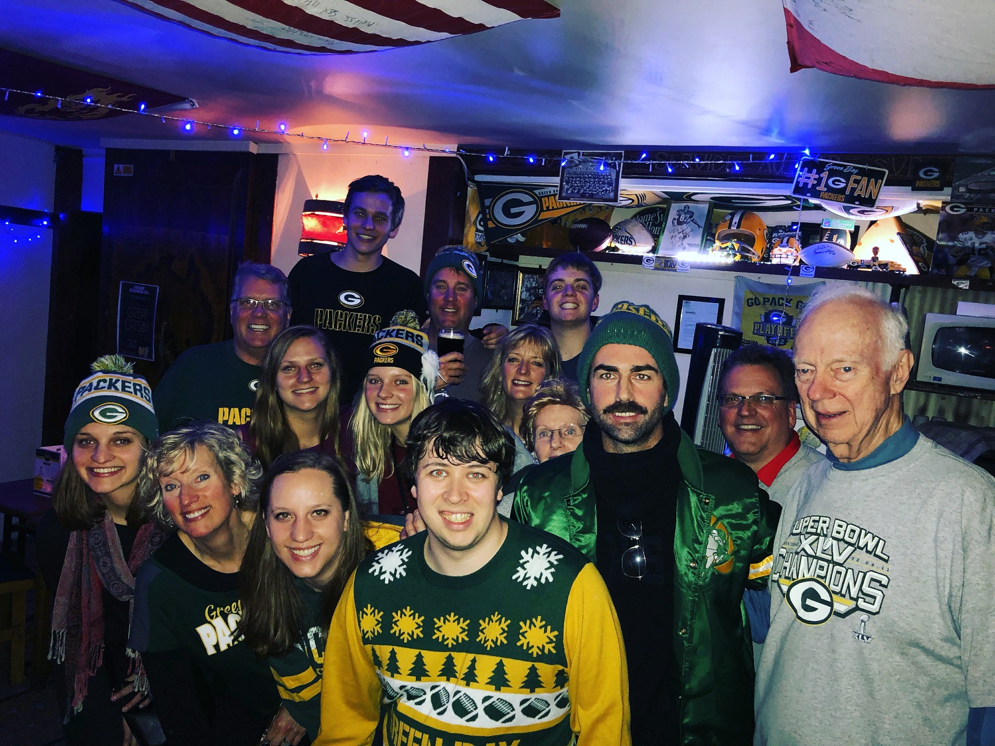 Packers fans gathered inside WOS Bar