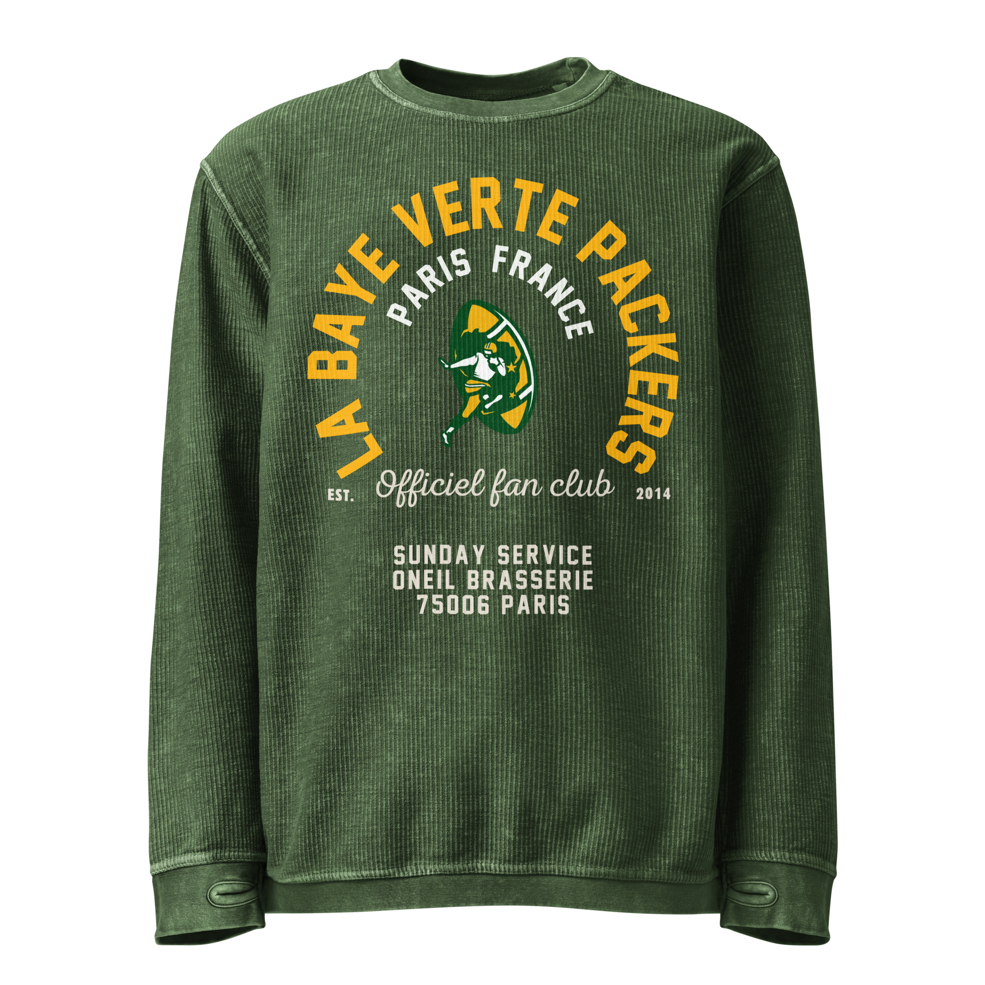 Official La Bay Verte Packers Fan Club in Paris, France - O'Neil - Comfy Cord Sweatshirt